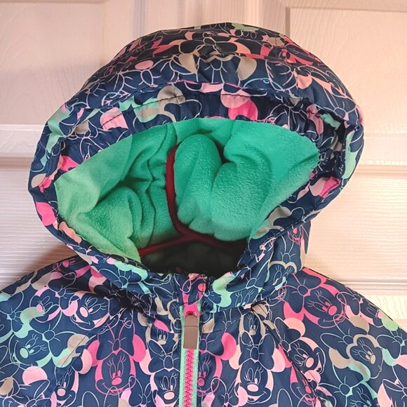 Minnie Mouse Puffer Jacket Winter Coat Disney Pink Teal Girls Size 3T NWOT - Picture 12 of 16